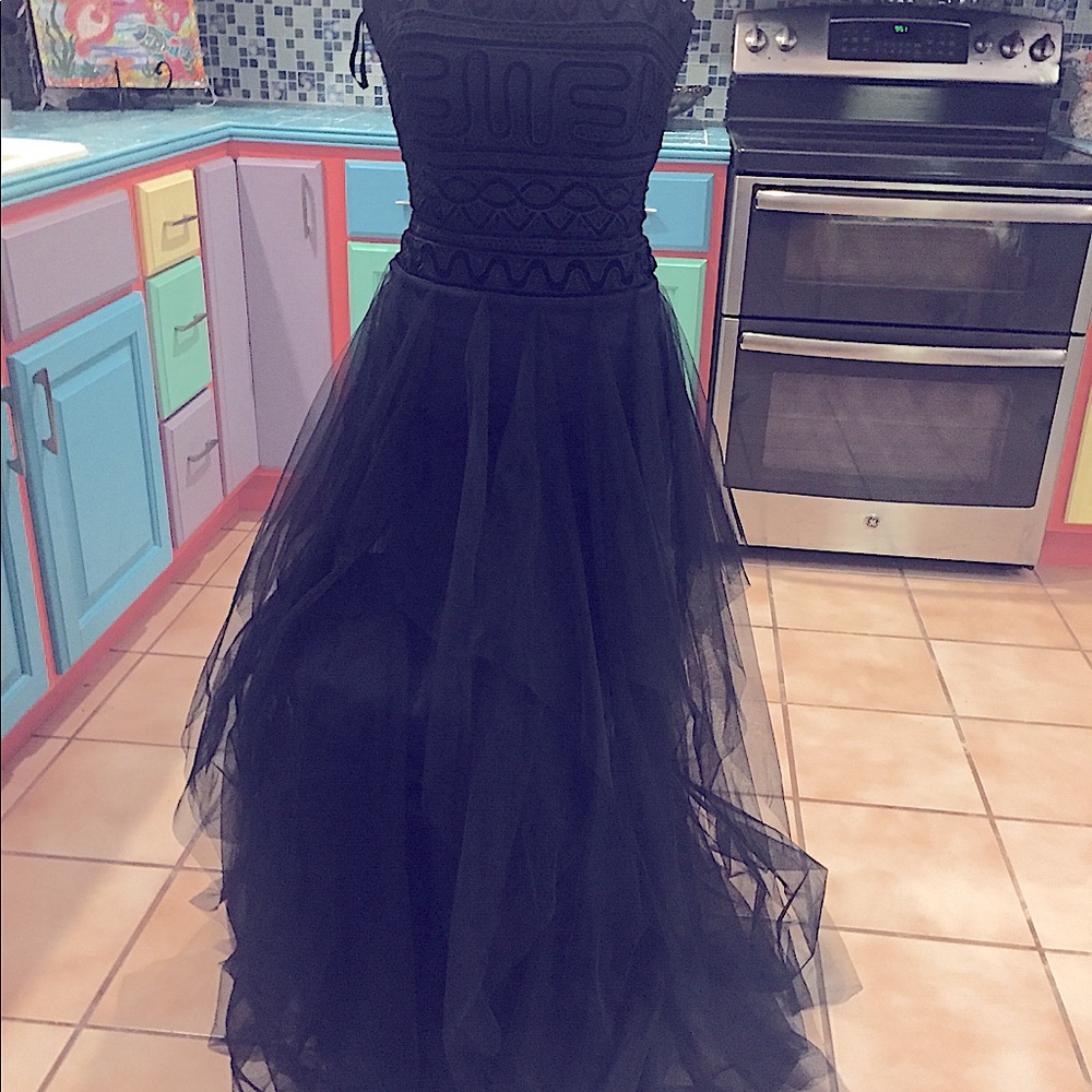 BCBG Navy and black long gown